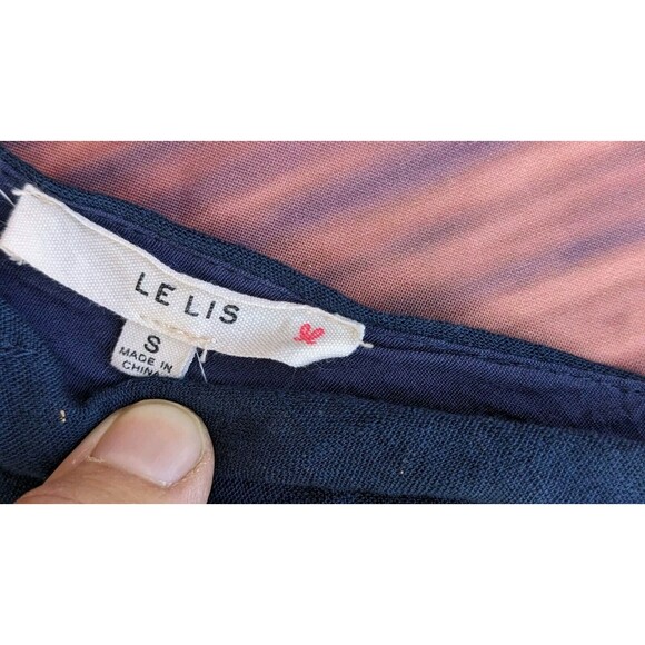 Le Lis Navy Button Down Denim Dress Size Small Babydoll 90s classic - Picture 6 of 7